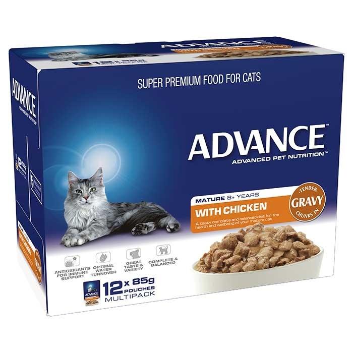 Advance Chicken in Gravy 8+ Senior Cat Food 85g x12 - PetBuy