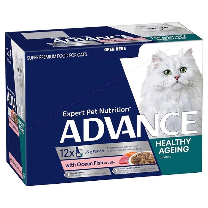 Advance Ocean Fish Jelly 8+ Senior Cat Food 85g x12 - PetBuy