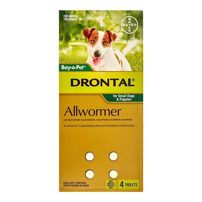 Drontal All Wormer Tablets for Small Dogs & Puppies 4pk - PetBuy