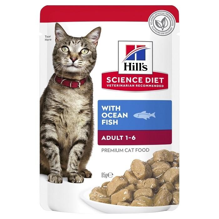 Hill's Science Diet Ocean Fish Adult Cat Wet Pouch 85g x12 - PetBuy