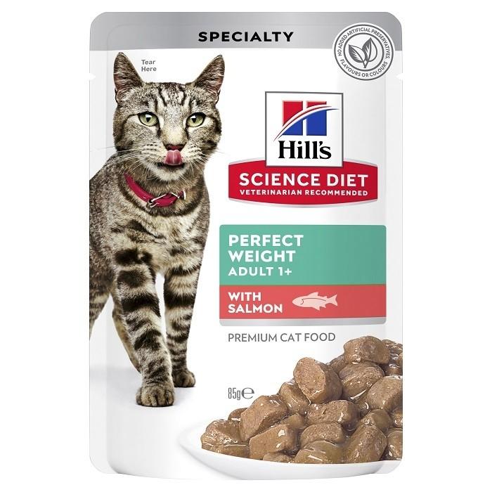 Hill's Science Diet Salmon Perfect Weight Adult Cat Pouch 85gx12 - PetBuy