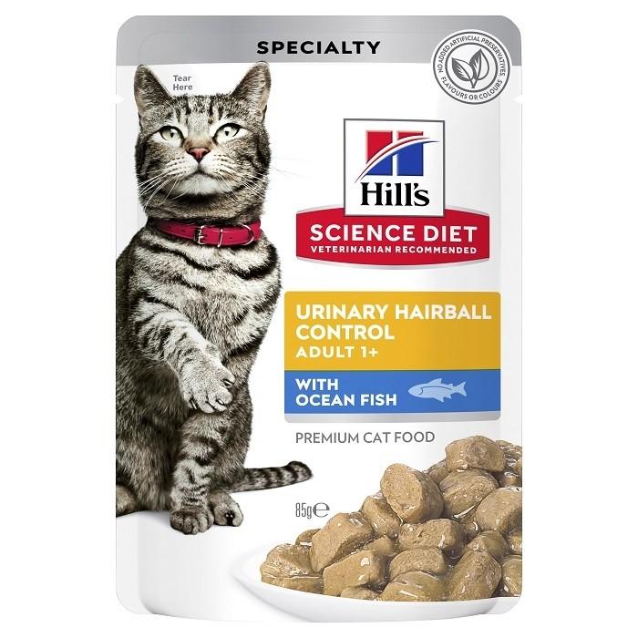 Hill's Science Diet Urinary Hairball Control Ocean Fish Adult Cat Wet Pouch 85g x12 - PetBuy