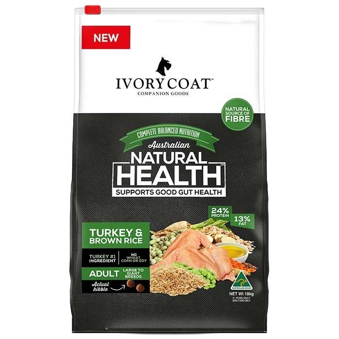 Ivory Coat Large Breed Turkey & Brown Rice Adult Dog Food 18kg - PetBuy