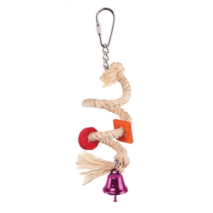 Kazoo Sisal Rope & Bell Bird Toy Small - PetBuy