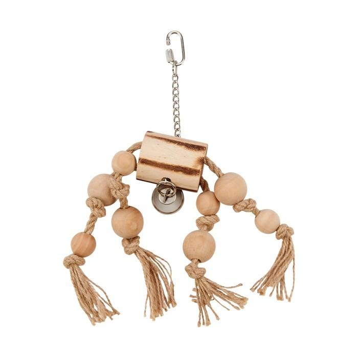 Kazoo Wooden Trunk With Rope & Beads Bird Toy Medium - PetBuy