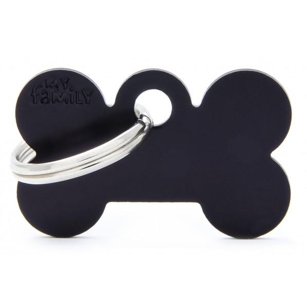 My Family Basic Bone Dog ID Tag Black Small - PetBuy