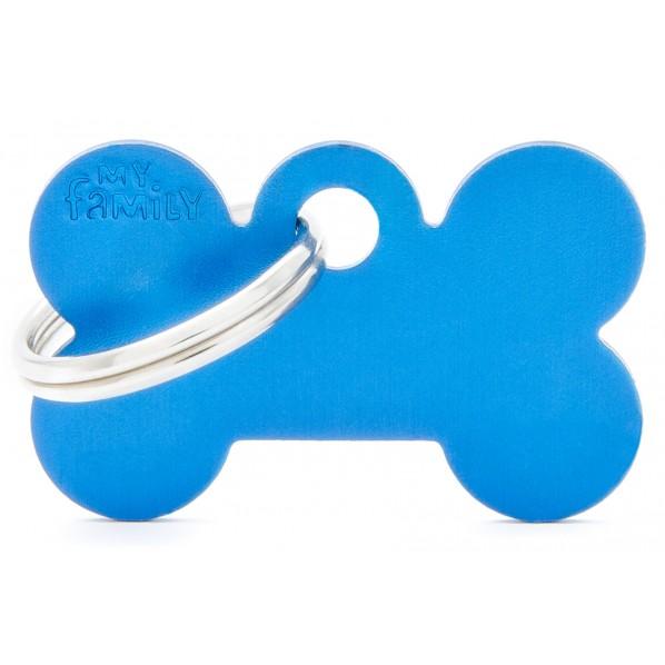 My Family Basic Bone Dog ID Tag Blue Small - PetBuy