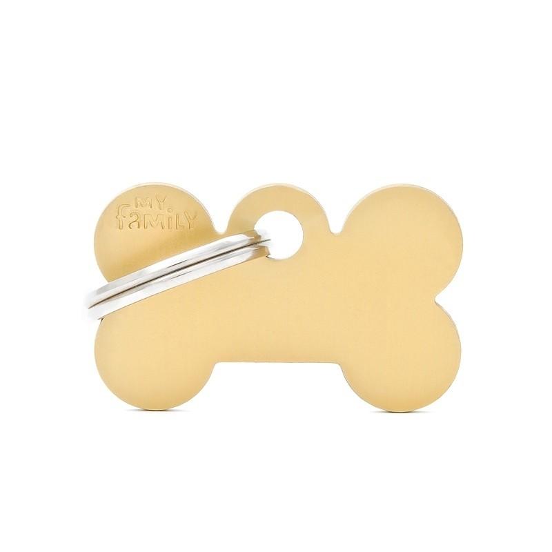 My Family Basic Bone Dog ID Tag Gold Small - PetBuy