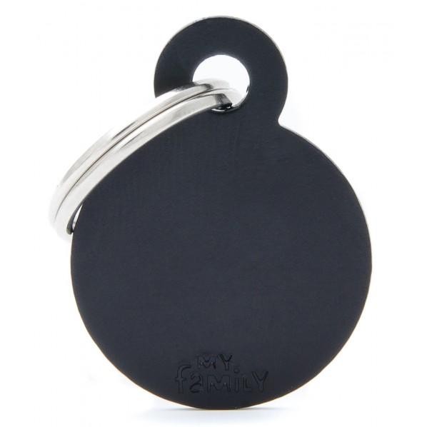 My Family Basic Circle Dog ID Tag Black Small - PetBuy