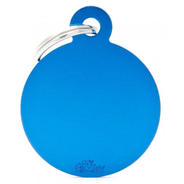 My Family Basic Circle Dog ID Tag Blue Large - PetBuy