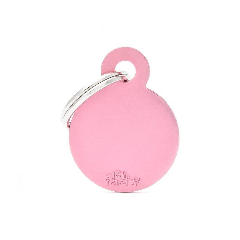 My Family Basic Circle Dog ID Tag Pink Small - PetBuy