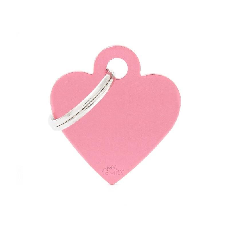 My Family Basic Heart Dog ID Tag Pink Small - PetBuy