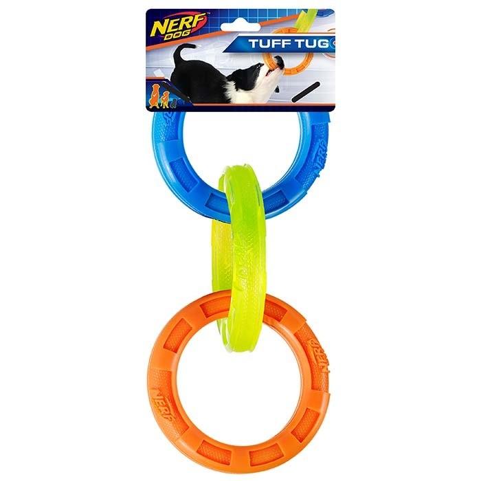 NerfPet Tpr 3 Ring Tug Dog Toy Multi 29cm - PetBuy