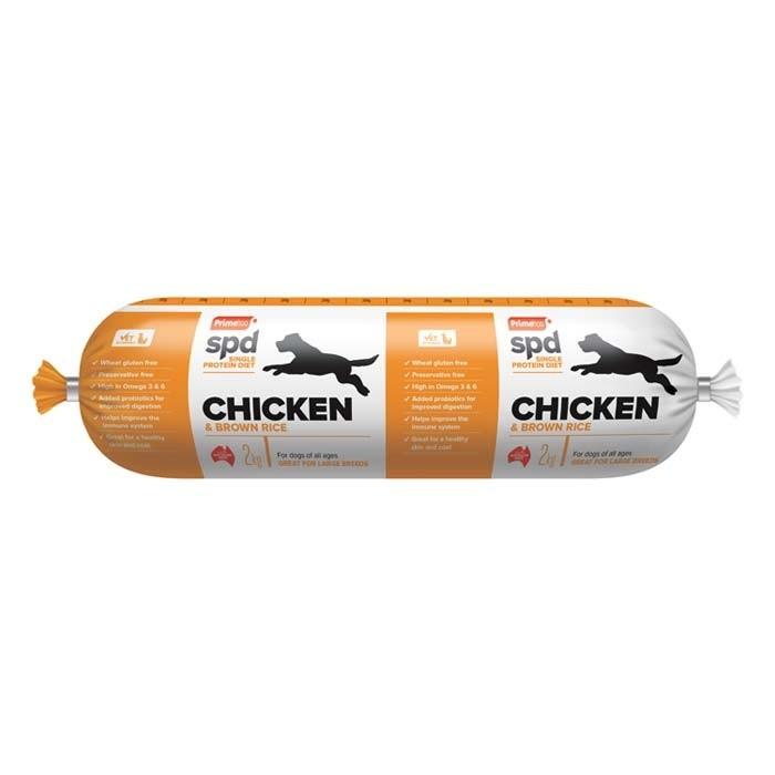 Prime100 Chicken & Brown Rice Cooked Dog Roll 2kg - PetBuy