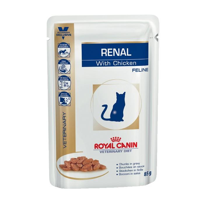 Royal Canin Veterinary Renal Chicken Adult Cat Pouch 85g x12 - PetBuy