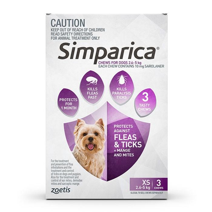 Simparica For Extra Small Dogs 2.6 - 5kg 3Pack - PetBuy