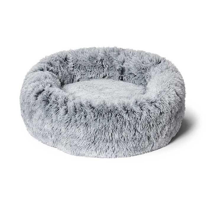 Snooza Faux Fur Cuddler Dog Basket Grey Large 90x90x24cm - PetBuy