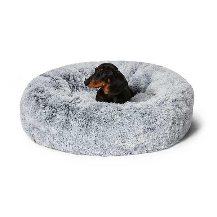 Snooza Faux Fur Cuddler Dog Basket Grey Medium 70x70x18cm - PetBuy